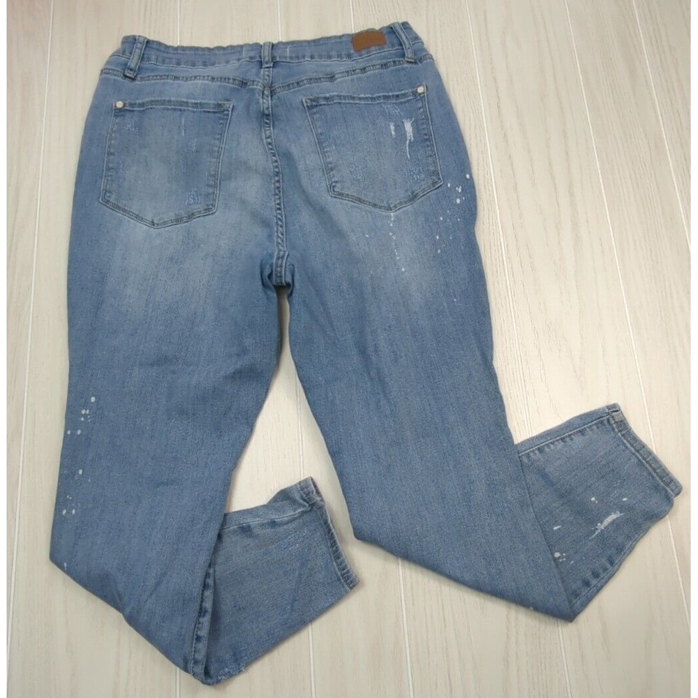 Judy Blue Lace Patch Skinny Jeans 18W destroyed mid rise - Picture 11 of 16